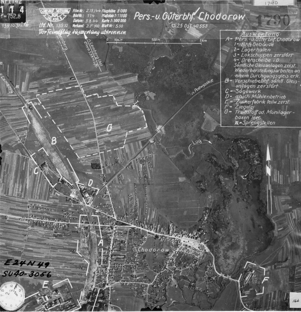 Аерофото Ходорова. Зйомка Люфтваффе датоване 9 серпня 1944 року